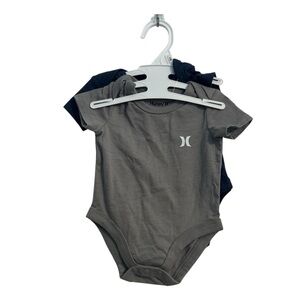 Hurley 3 Months NWOT 2 Baby Boy Navy & Gray Onesies Short Sleeve